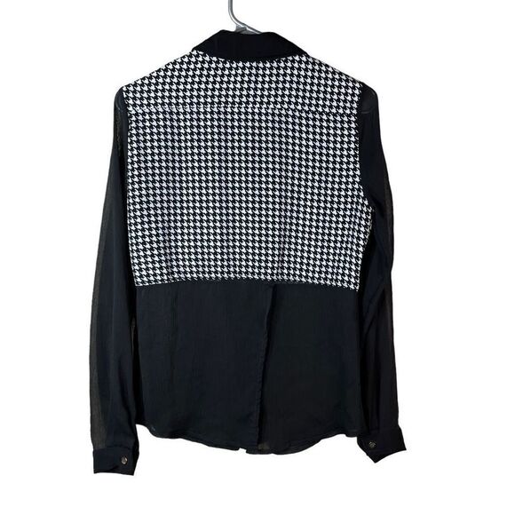 Vintage Signature Studio houndstooth semi sheer blouse size small - Picture 9 of 11